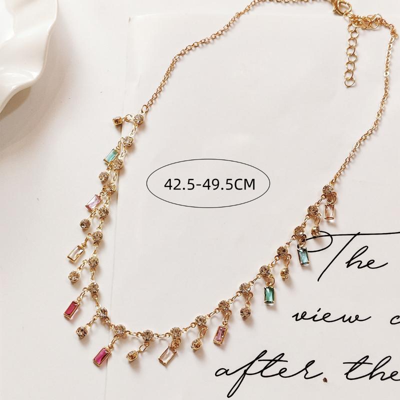 BLINGBAY Women's Chain Necklace New Summer Fashion Light Luxury Color Tassel Zircon Clavicle Necklace Girl Birthday Gift