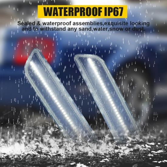 2Pcs Clear LED Side Marker Signal Light Cold White For 2005-2009 Ford Mustang