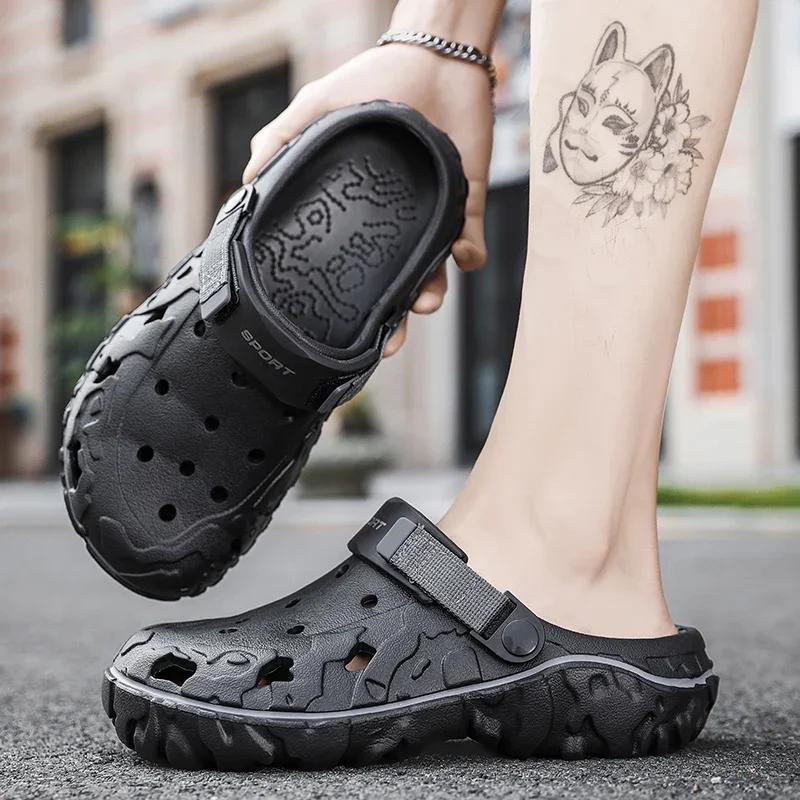 Sommer Herren Sandalen Leichte EVA Herren Freizeitschuhe Lochschuhe Clogs Liebhaber Hausgarten Outdoor Männliche Strand Flache Hausschuhe Große Größe
