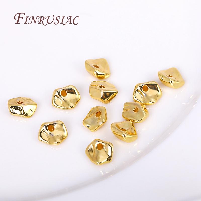 2 Sizes 18K Gold Plated Irregular Spacer Beads,High Quality Metal Beads For Bracelets Beading Beads DIY Jewelry Making Findings
