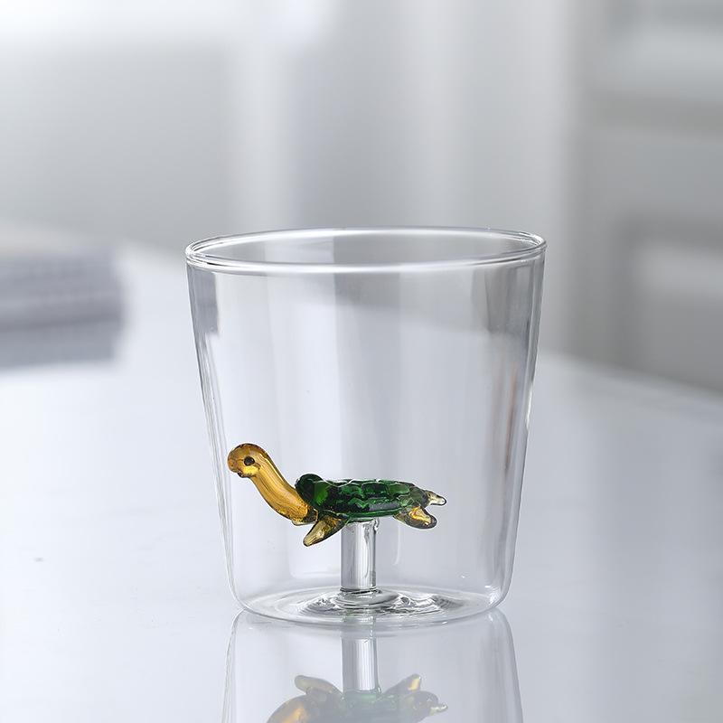 3D Animal Flower Built-in Glass High Borosilicate Glass Heat-resistant Transparent Glass Drinking Cup Milk Coffee Juice Glass