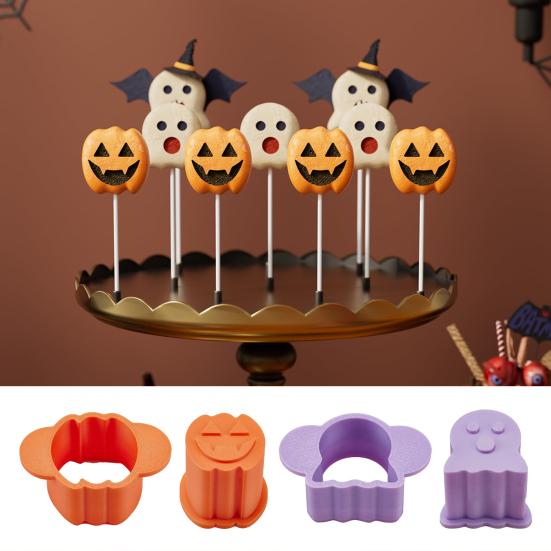 Halloween Cake Pop Mold Set Pumpkin & Ghost Shape Press for Baking Cookies Candy Food-Grade Baking Cake Pop Kit