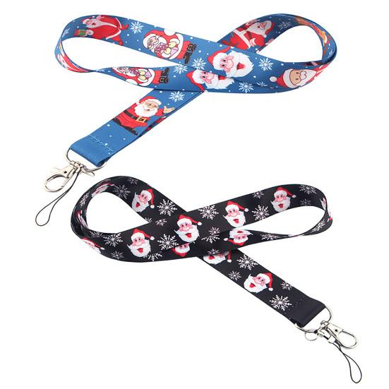 2 pezzi di cordini per la creazione di insegne, cordino da collo con pupazzo di neve di Natale, portachiavi, cordino per distintivo di Babbo Natale con porta biglietti, regalo di Natale