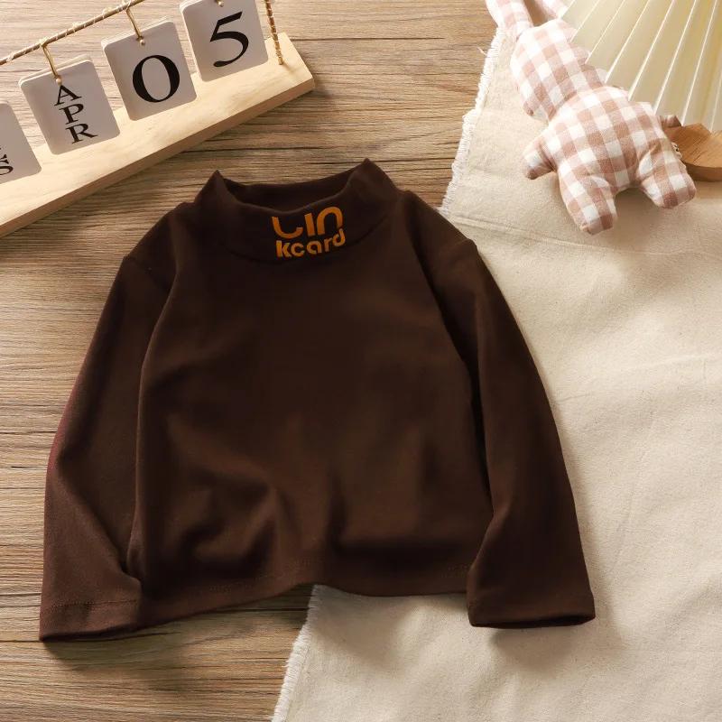 Children's Single Top German Velvet Elastic Warm Jacket 12M-8Y Boys' Girls' Baby Long Sleeved High Neck Autumn Winter Base Shirt
