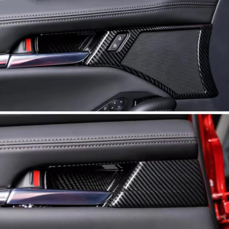 For Mazda 3 Axela 2019-2022 Accessories Inner Door Bowl Handle Trim Cover Frame ABS Carbon Interior Mouldings Modification