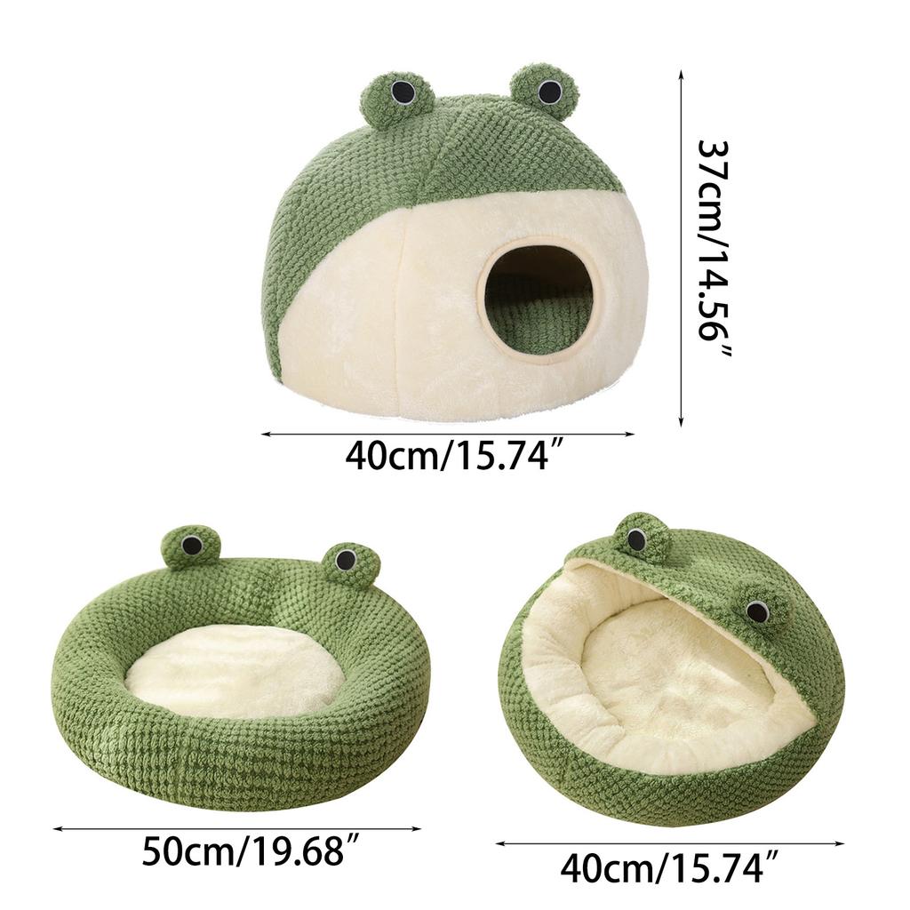Soft Cat Bed Deep Sleeping Bed Dog Cat Winter House Frog Shape Enclosed Pet Tent for Kitten Puppy Sleeping Supplies