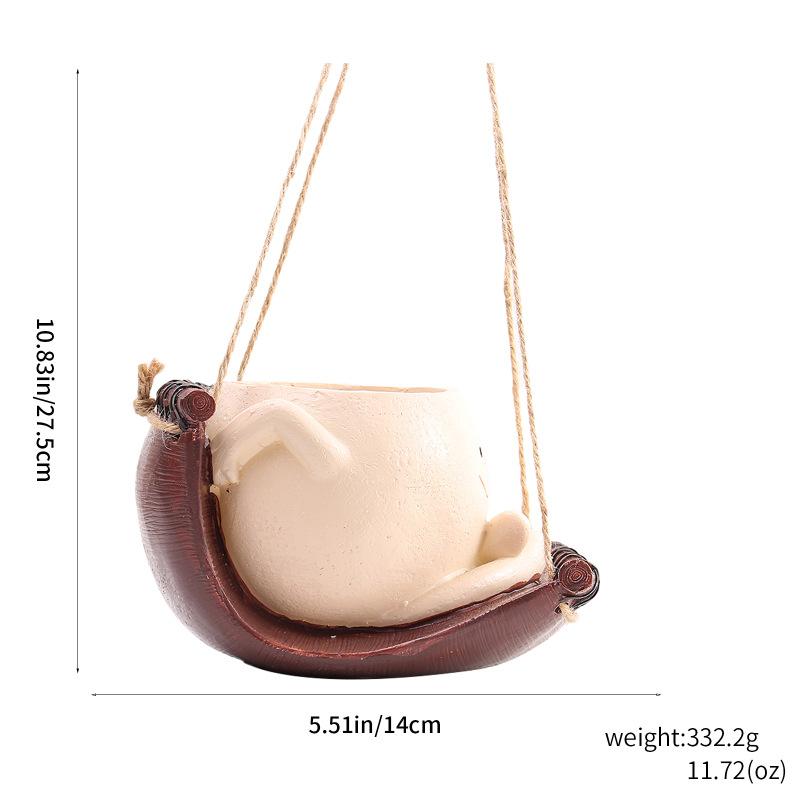 

Plant Hanger Baskets Face Head Succulent Pot Cute Plant Pot Swing Sitting Hanging Planter for Outdoor Indoor Planters Gift