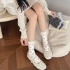 Female Spring and Autumn Sweet Lace Lace Pin Bead Bow Ballet Style Boneless Drum Pile Socks