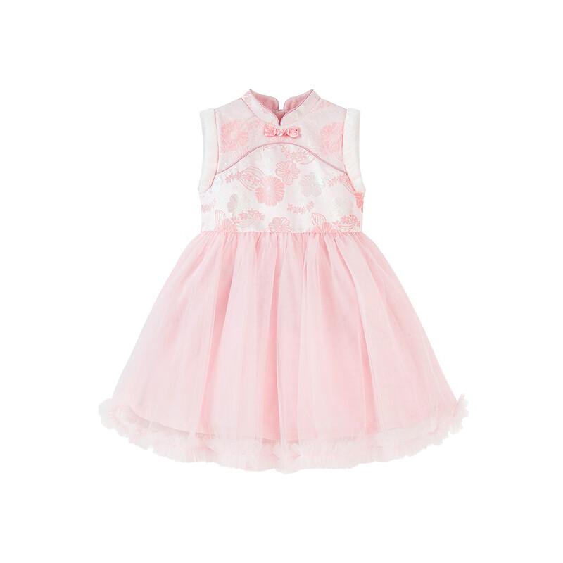 Minibala Girls' New Chinese Style Mesh Splice Dress