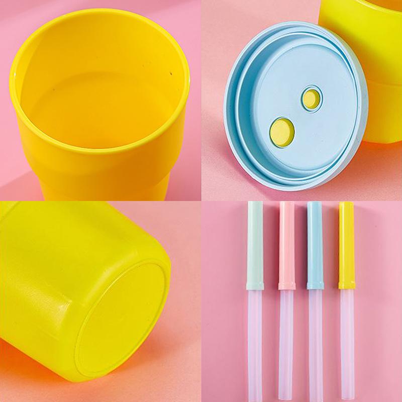 400ml Coffee Mug With Lid Straw Silicone Cold Juice Milk Tea Mug Leak-Proof Drinking Water Bottles Portable Travel Cup