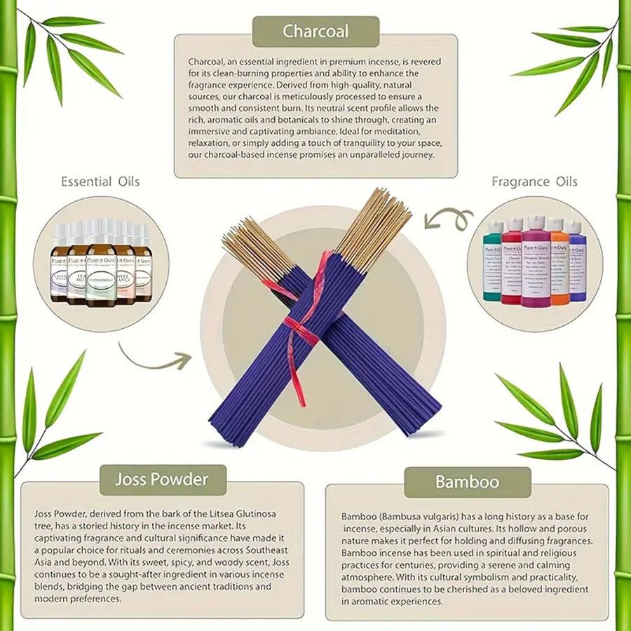100 Sticks Clean and Low Powder 22cm Lavender, More Popular Among Women for Fragrance, Retro Creative Bamboo Stick Fragrance
