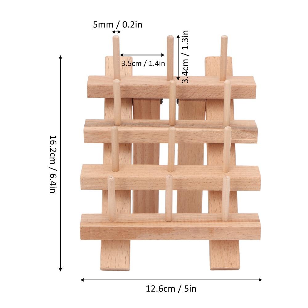 Beech Wood Wooden Thread Rack Foldable Design Bobbin Organizer  For DIY Embroidery