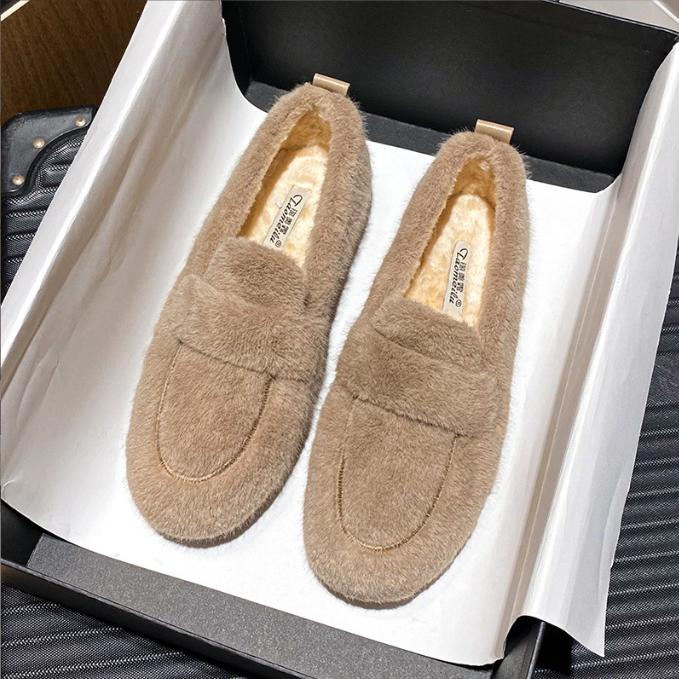 Women Fur Boots Cotton Slippers Women Winter New Style Bag Heel Home Warm Non Slip Plush Cotton Shoes For Women Wearing Outside