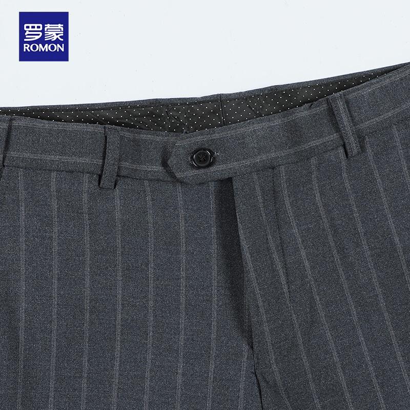 ROMON Men's Slim-Fit Grey Stripe Business Suit Set