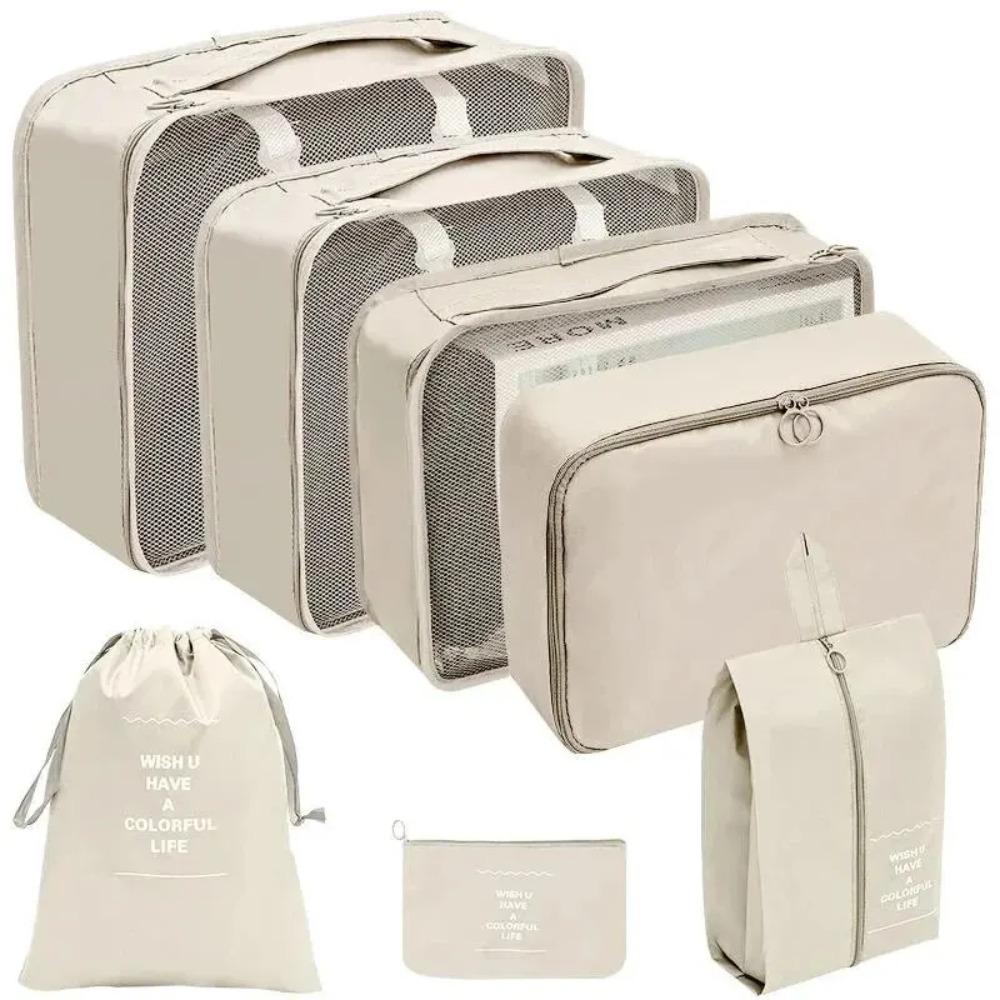 7/10 Stück Set Reise-Organizer Aufbewahrungstaschen Koffer Packwürfel Hüllen Tragbarer Kleiderschrank Gepäck Kleidung Schuhbeutel Faltbar