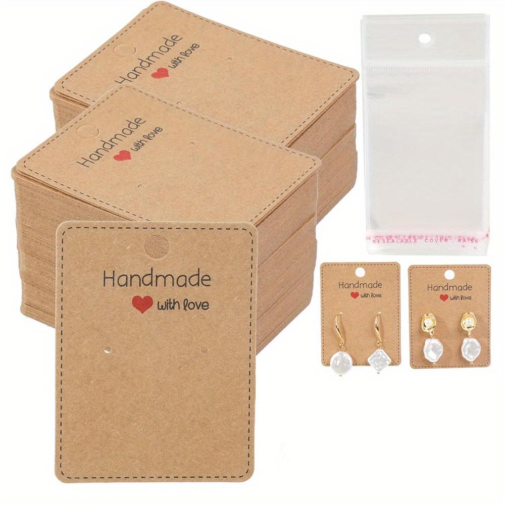 100 Stück Ohrring-Verpackungskarten-Set – DIY-Clips, Präsentationskarten mit Beutel, Papierkarten für Schmuck (Ohrringe, Ringe, Anhänger)