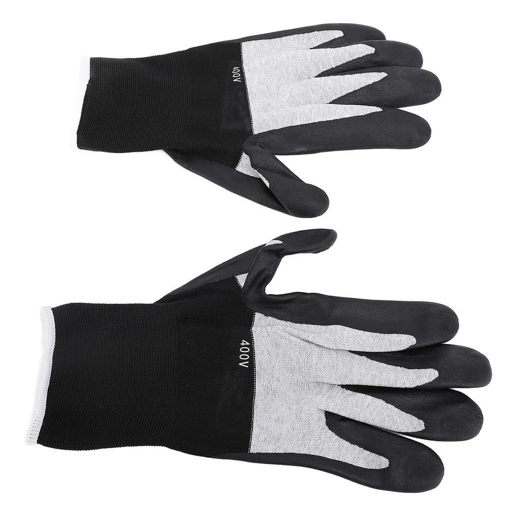 1 pár izolačních pracovních rukavic 400V napěťová odolnost gumová dlaň nylonové nehořlavé izolační rukavice pro elektrikáře