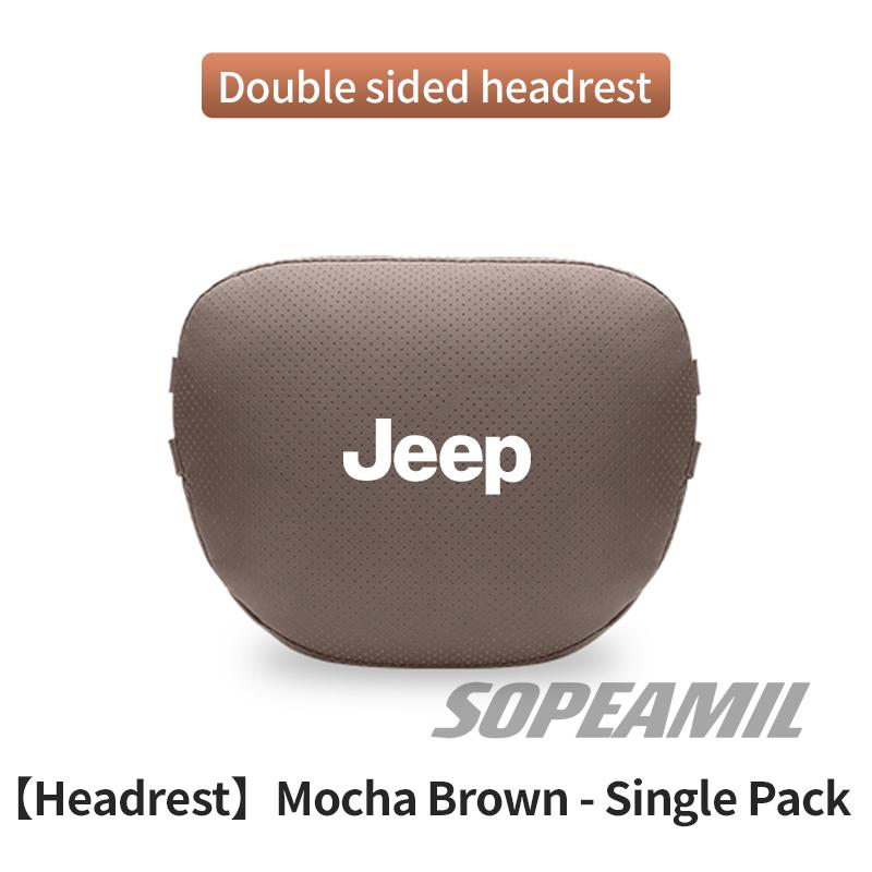Car Suede Leather Headrest Seat Waist Cushion Pillow Jeep Patriot Commander Renegade Compass Grand Cherokee Wrangler Gladiator QW1