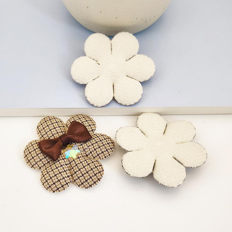 Houndstooth Five-Petal Fabric Flower Brooch & Bow Tie Accessory Set