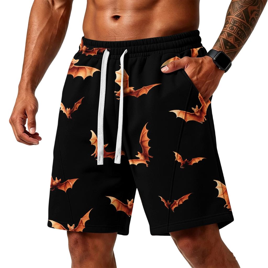 Men's Loose Fit Halloween Themed Shorts with Drawstring Waist and Multiple Pockets Casual Sport Shorts for Everyday Wear