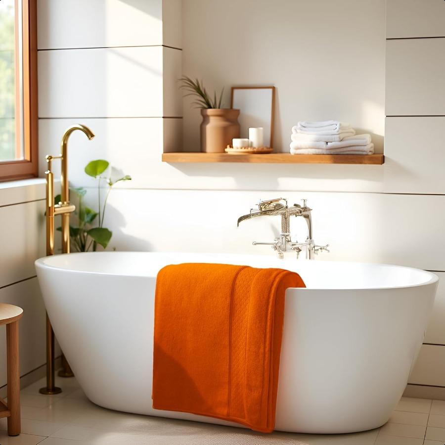 Orange Bath Towel Set 6 Piece 2 Bath Towels 2 Hand Towels 2 Washcloths Luxury 100 Turkish Cotton 650GSM Hotel Quality Soft Abso