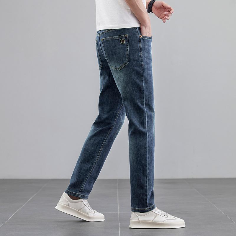 Spring New Elastic Fit Straight Jeans Men's Retro Men's Trousers