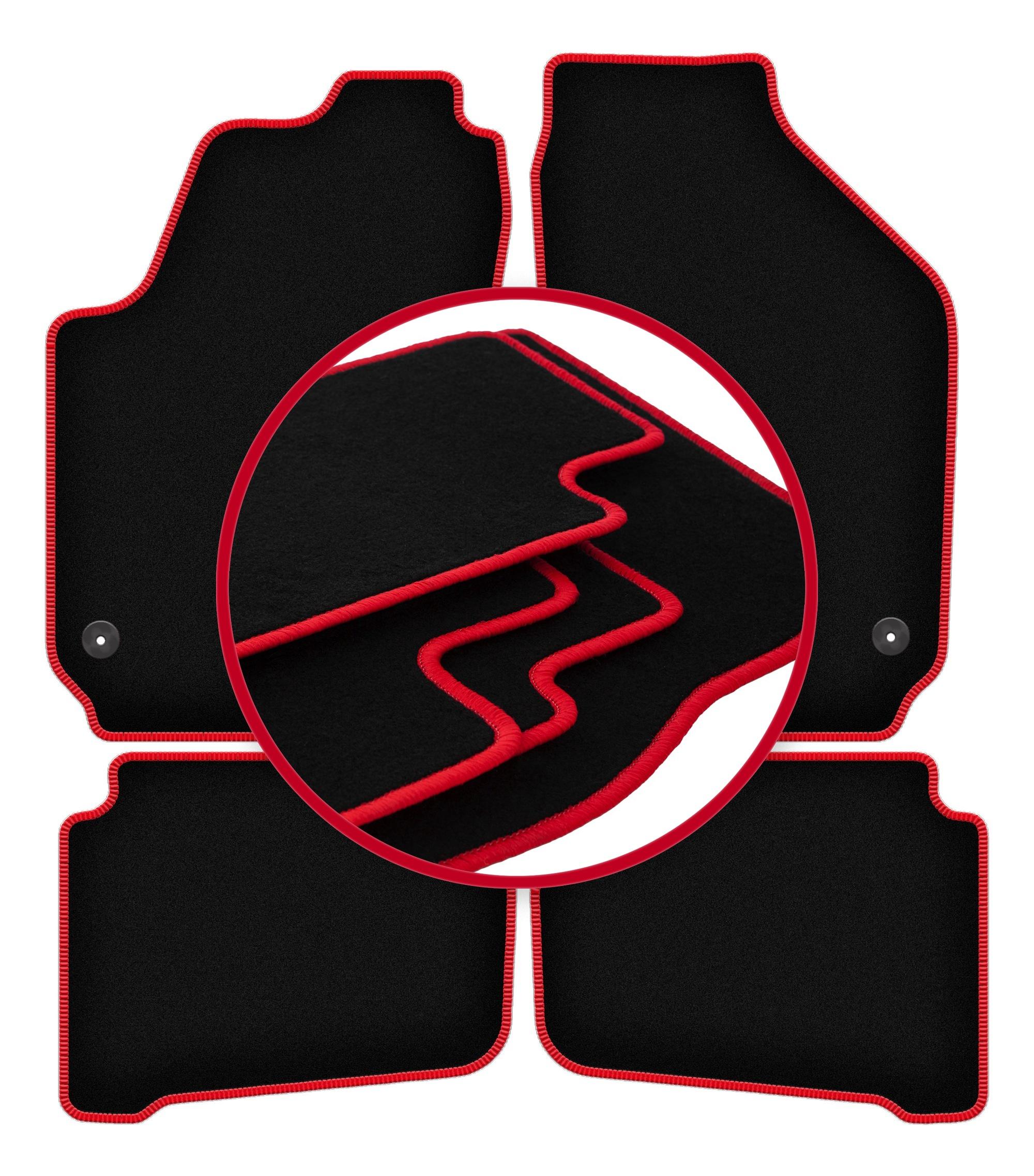 Velours vloermatten met rode rand voor: Volkswagen Fox hatchback (2005-2011)