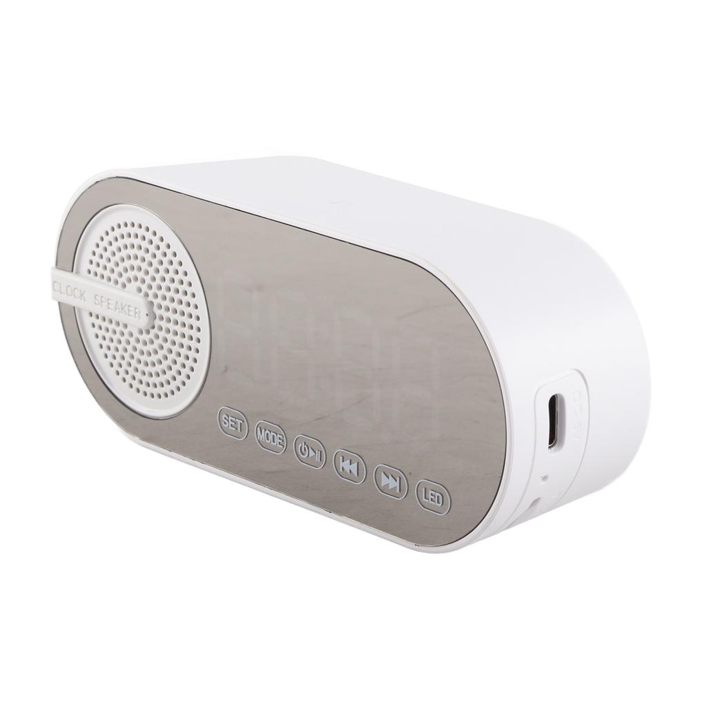 Bluetooth Speaker Dual Alarm Clock Bluetooth5.0 Mirror Clock Speaker Rechargeable Portable for