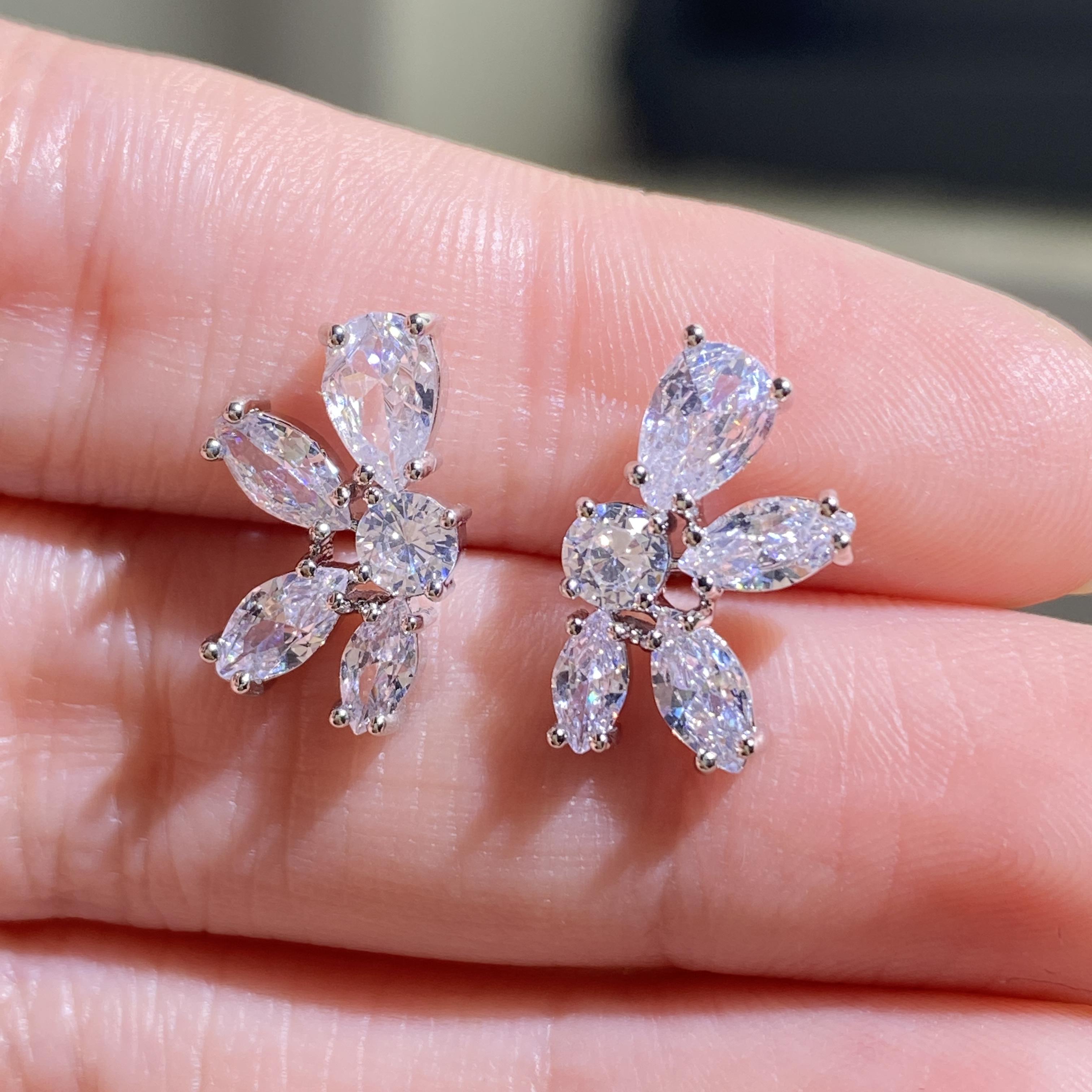 ZAKOL Fashion Water Drop Cubic Zirconia Earrings Fittings For Women DIY Jewelry Crystal Bridal Wedding Accessories EP091A