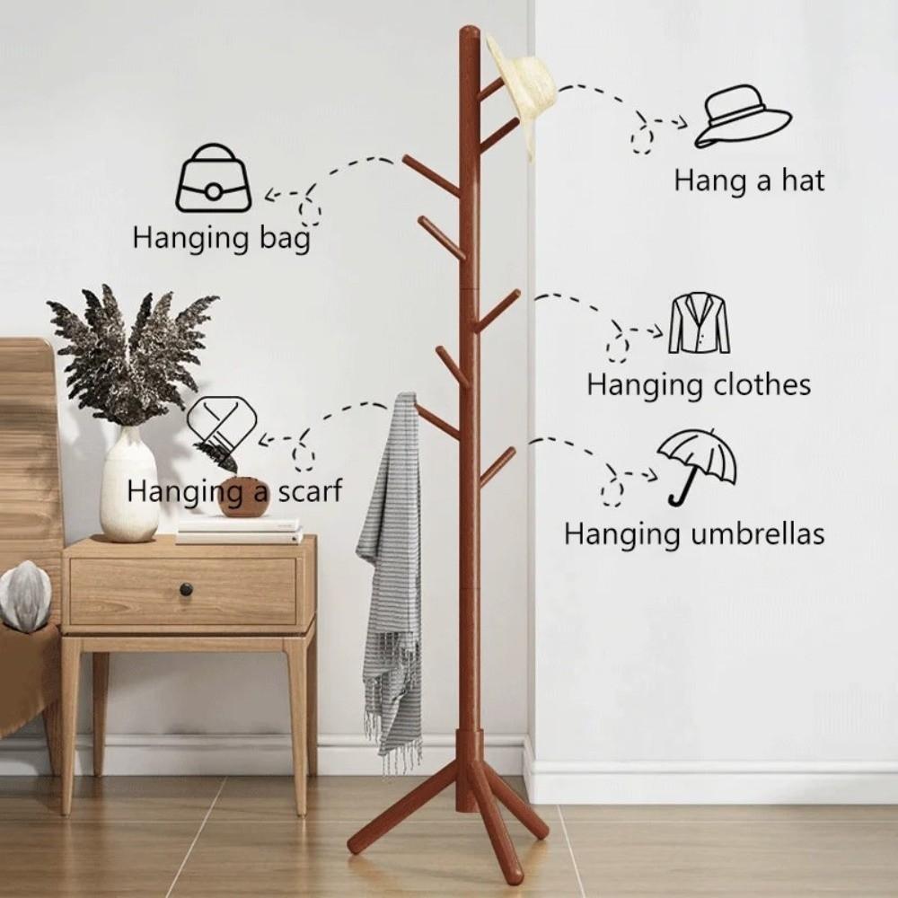 New 8 Hooks Coat Rack Space Saving Floor-standing Clothes Hanger Sturdy Hanging Pole Rack Room Organization