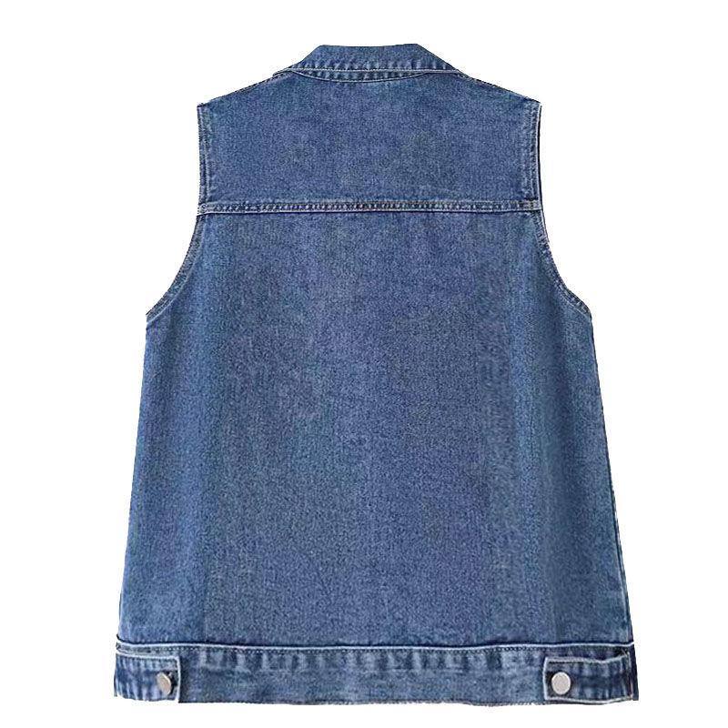 

Женский джинсовый жилет Женский жилет большого размера Весенне-осенние стили Жилет с большим карманом 4XL