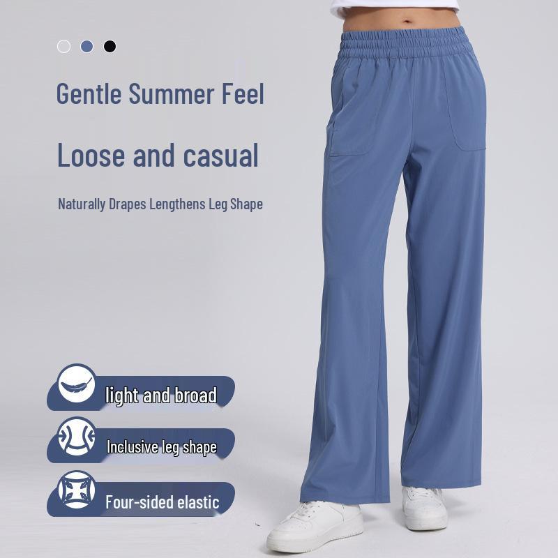 

Women s High-Waist Loose Yoga Pants: Concealing & Slimming Straight-Leg Casual Wear for Spring/Summer XL