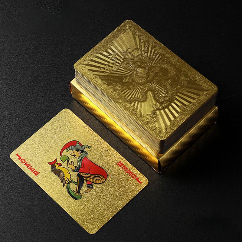 Poker Kartenspiel Wasserdicht Goldfolie Poker Brettspiel PVC Tragbar Freizeit Spielkarten Für Festivals Partys Treffen