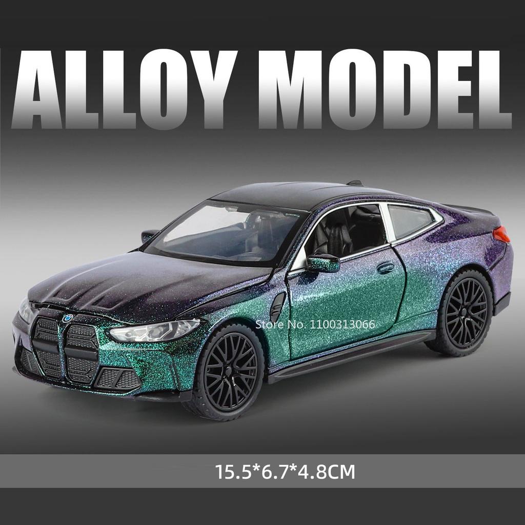 1:32 Scale M4 Cars Miniature Models Alloy Diecast Toys with Light Sound Pull Back Vehicles 4 Doors Opened Car Kids Xmas Gifts