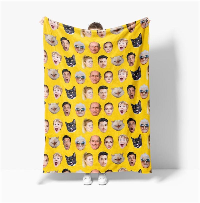 Funny Face Blanket, Father’S Day Gift Dad, Customized Teen Birthday Gift, For Friends Picture Blanket, Unique Holiday Gift