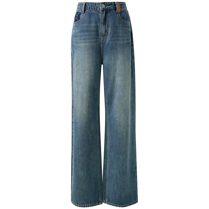 Sancai 2025 Autumn Mid-Waist Loose Wide-Leg Denim Jeans