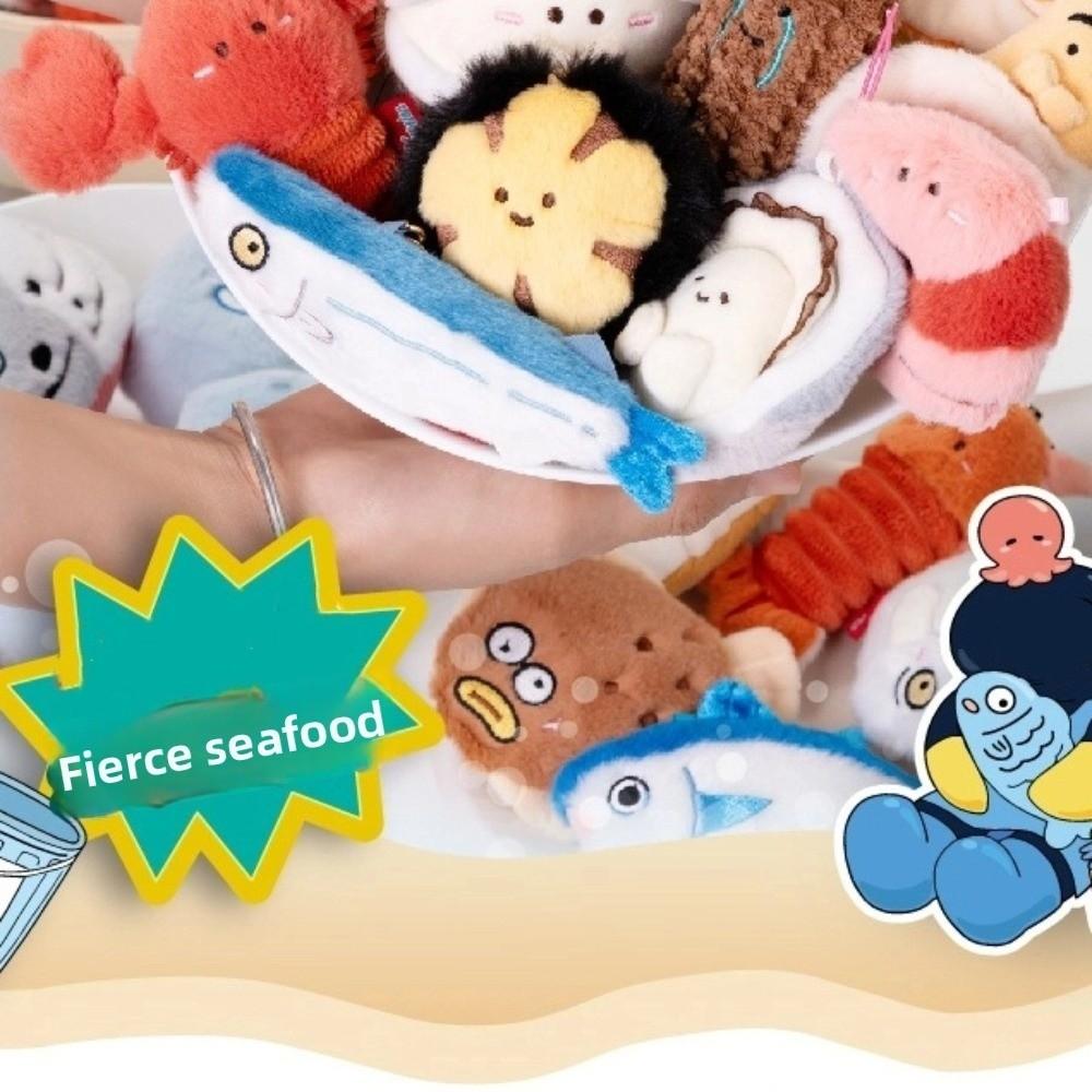 Lobster Fluffy Sea Keyring Soft Cartoon Plush Pendant Ocean Animal Keychain Birthday Gift
