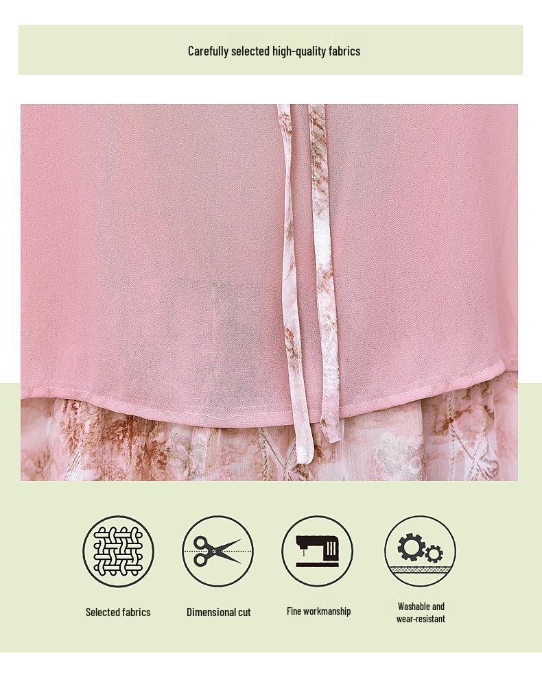 Elegant Summer Chiffon Dress for Middle-Aged Women - New Chinese Style Fashion