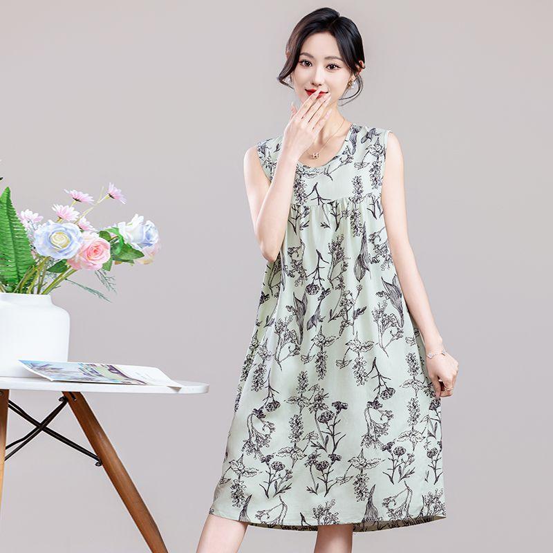 Womens Comfortable Night Dress Cotton Silk Nightwear Summer Loose Sleepshirt Plus Size Pajamas Lounge Wear XXL зелёный