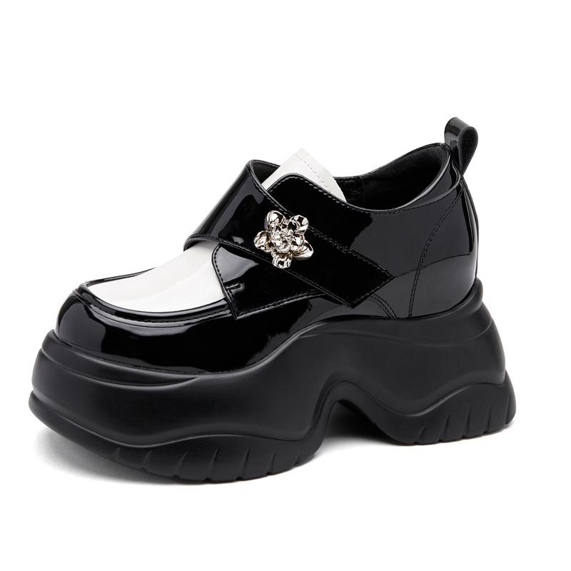 

8568 туфли-лодочки на толстой подошве с неглубоким вырезом и скрытой платформой на липучках, женские, новые, весна-осень 2025, повседневные туфли-маффины, натуральная кожа 39 бежевый