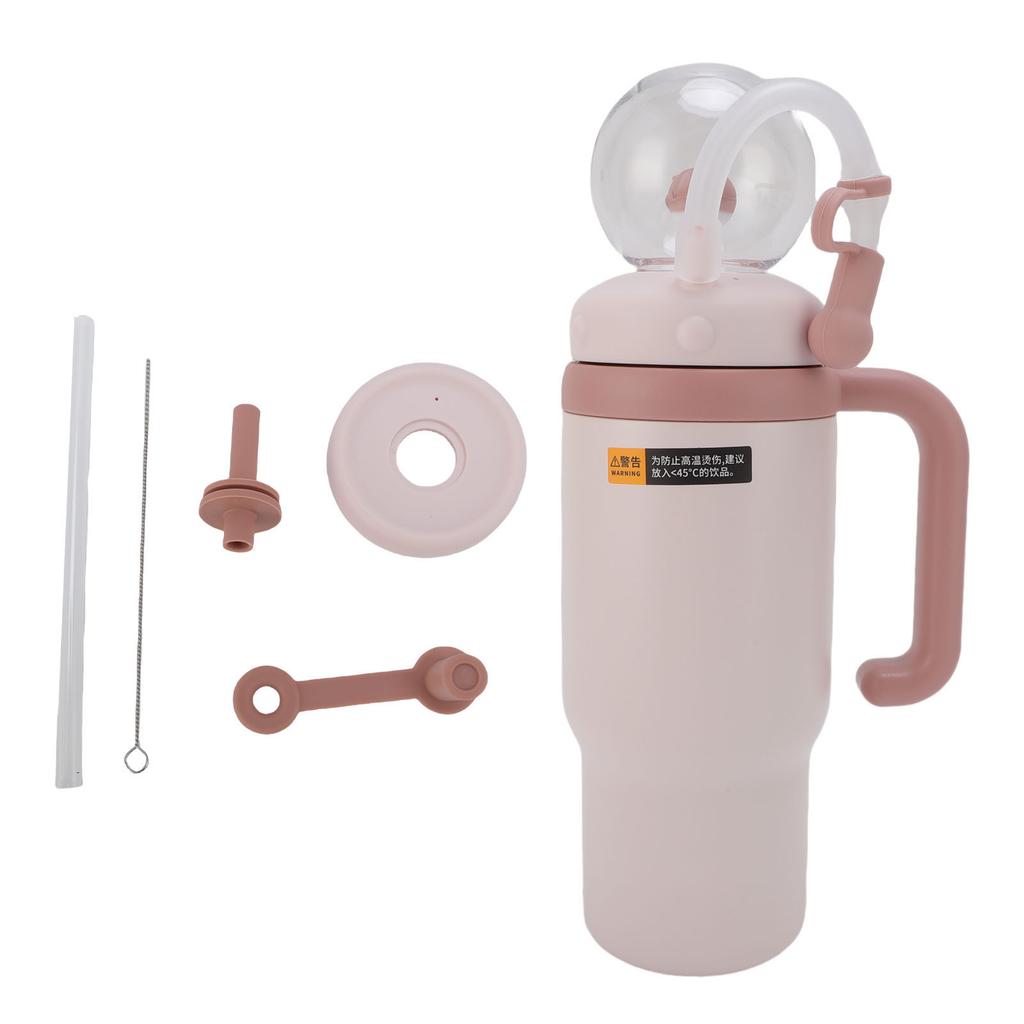 Isolierte Wasserflasche Walbrunnen Auslaufsicher Edelstahl 710ML Wasserflasche Silikonstrohhalm mit Griff für die Schule
