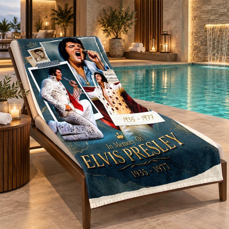 Beach Towel with Elvis Presley Design, Quick Dry Lightweight Towel for Swimming Pool Travel