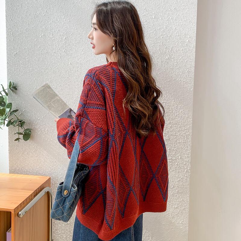 Mocana Women's Long Sleeve Argyle Knit Sweater