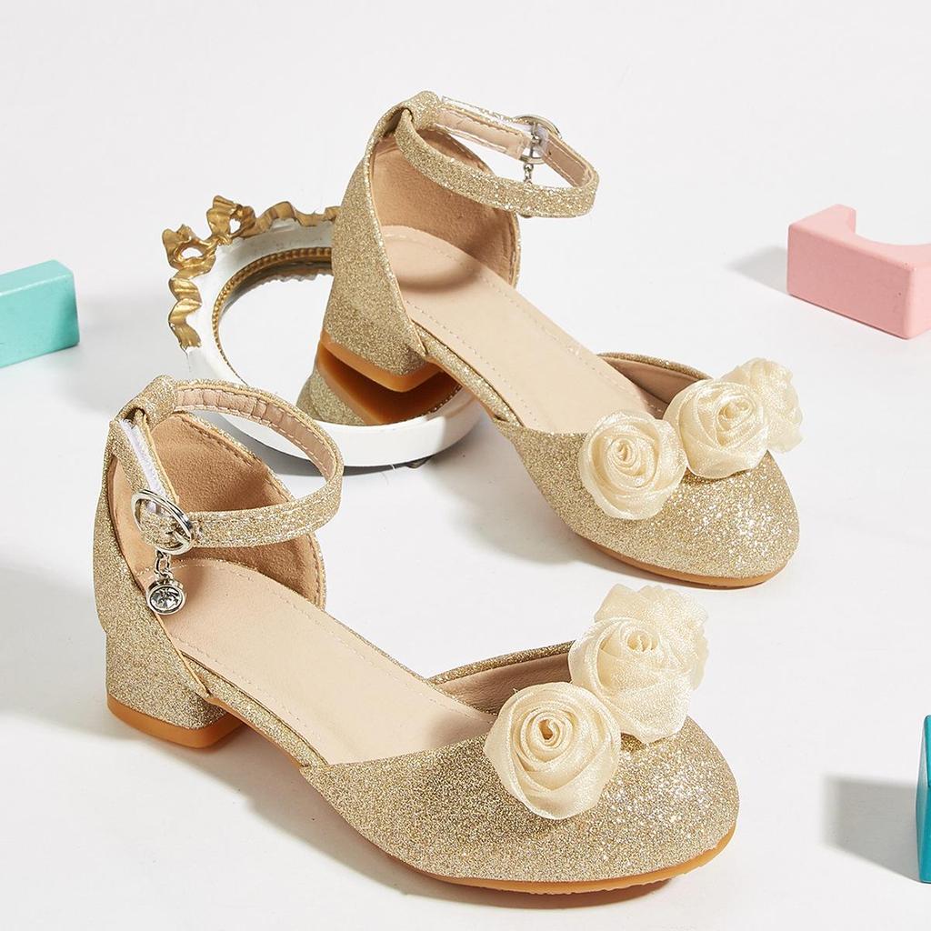 Winter 2025 Fashion High Heels for Young Girls - Versatile Hollow Flower Sandals
