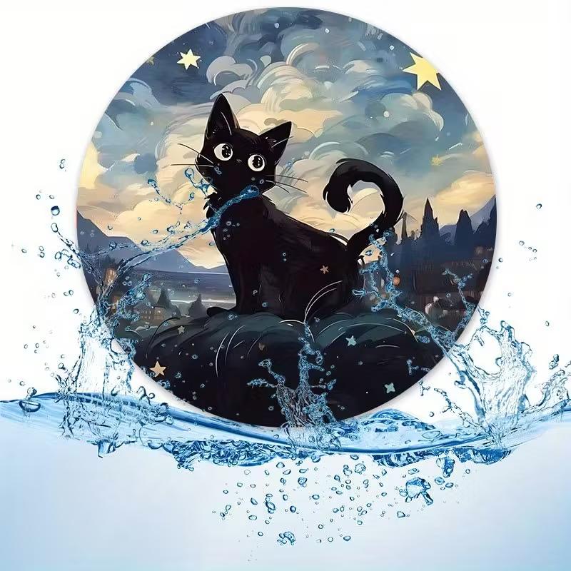 2pcs Car Cup Mat - Charming Cat Pattern, Non Slip Universal Cup Holder Pad, Car Interior Accessories