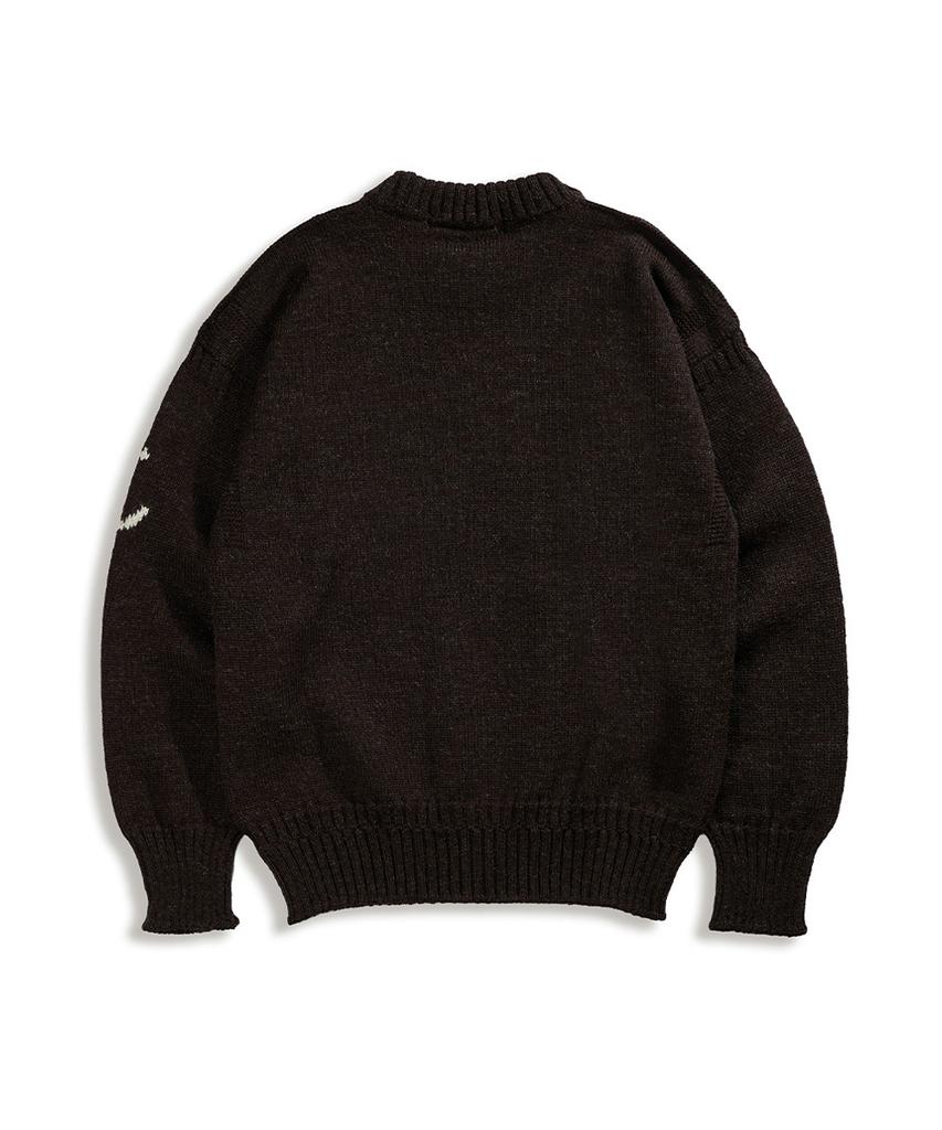 Geonjiulleunseu Crewneck Wholegarment Sweater - Dark Brown
