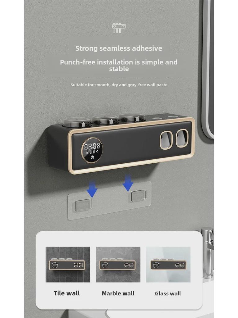 Smart Wall-Mounted Toothbrush Holder with UV Sterilizer, Toothpaste Squeezer, and Dryer