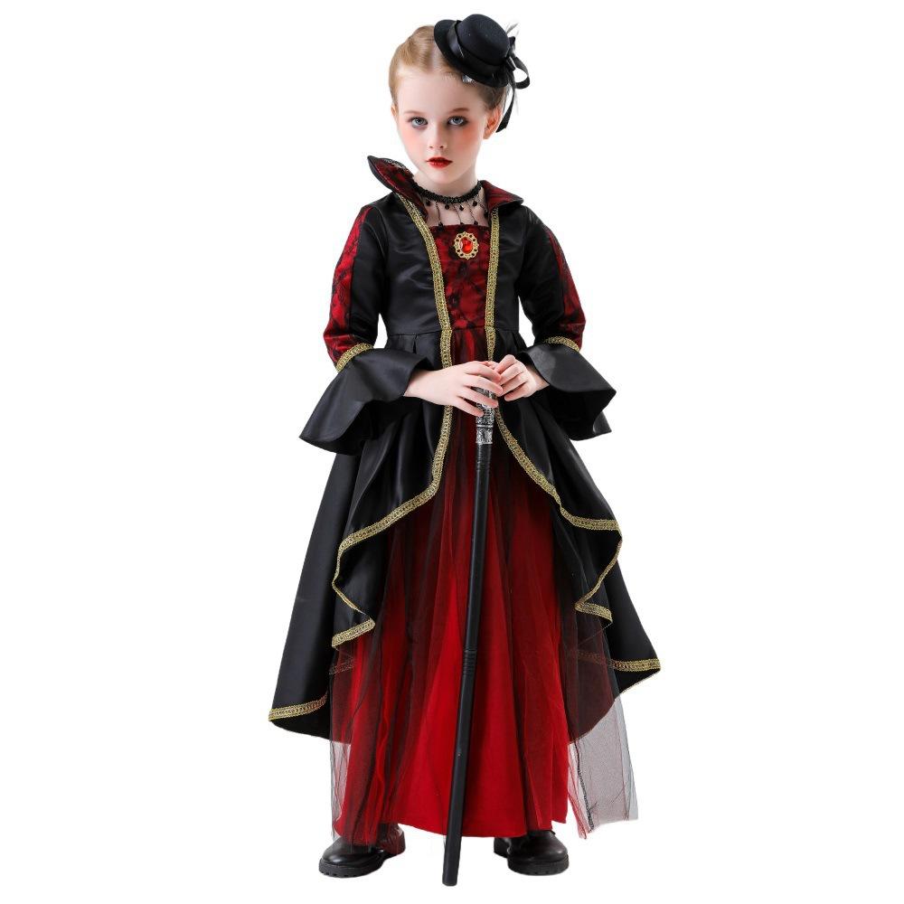 Kids Girl Evil Queen Witch Vampire Princess Costume Christmas Carnival Halloween Masquerade Fancy Dress Children Cosplay Clothes