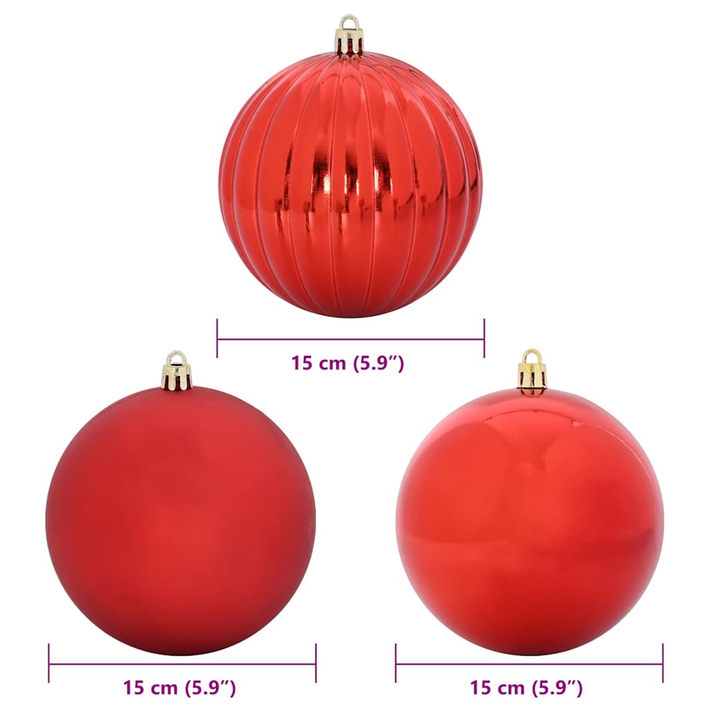 XL Christmas Ornament Set 9 pcs Red Plastic