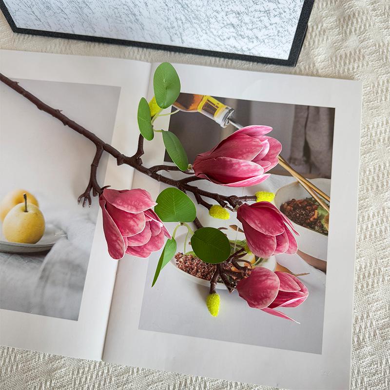 Chinese Style Magnolia Artificial Flower Decoration for Living Room and Dining Table